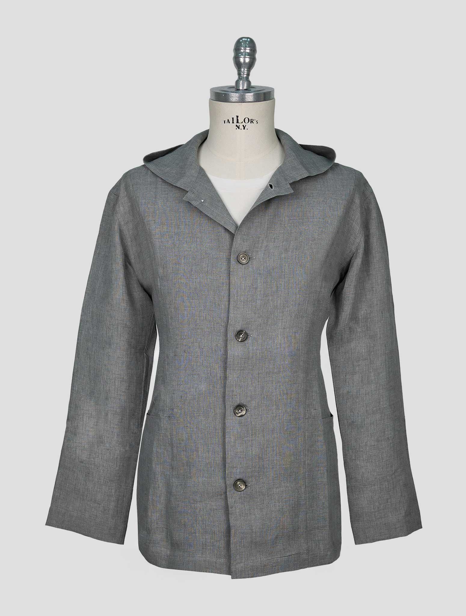 Kiton Gray Linen Overshirt Luca