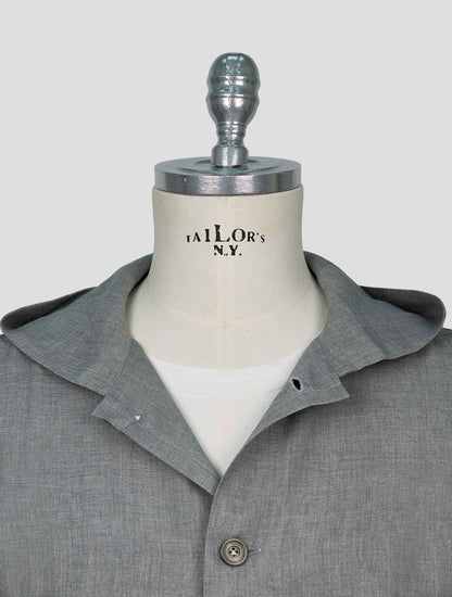 Kiton Gray Linen Overshirt Luca