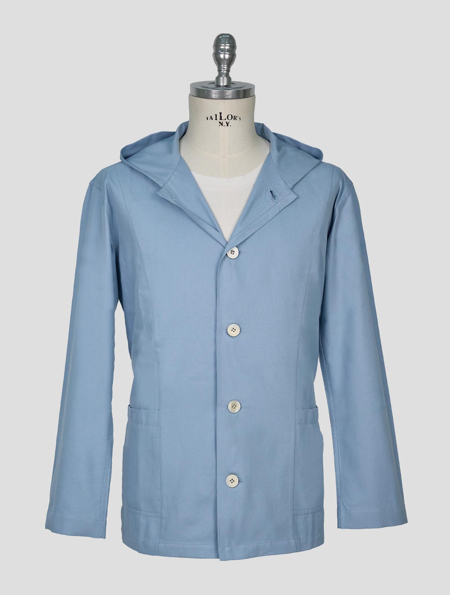 Kiton Light Blue Cotton Overshirt Luca