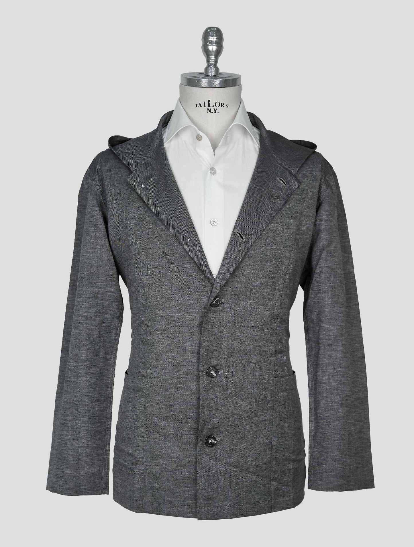 Kiton Gray Linen Cotton Shirt Luca