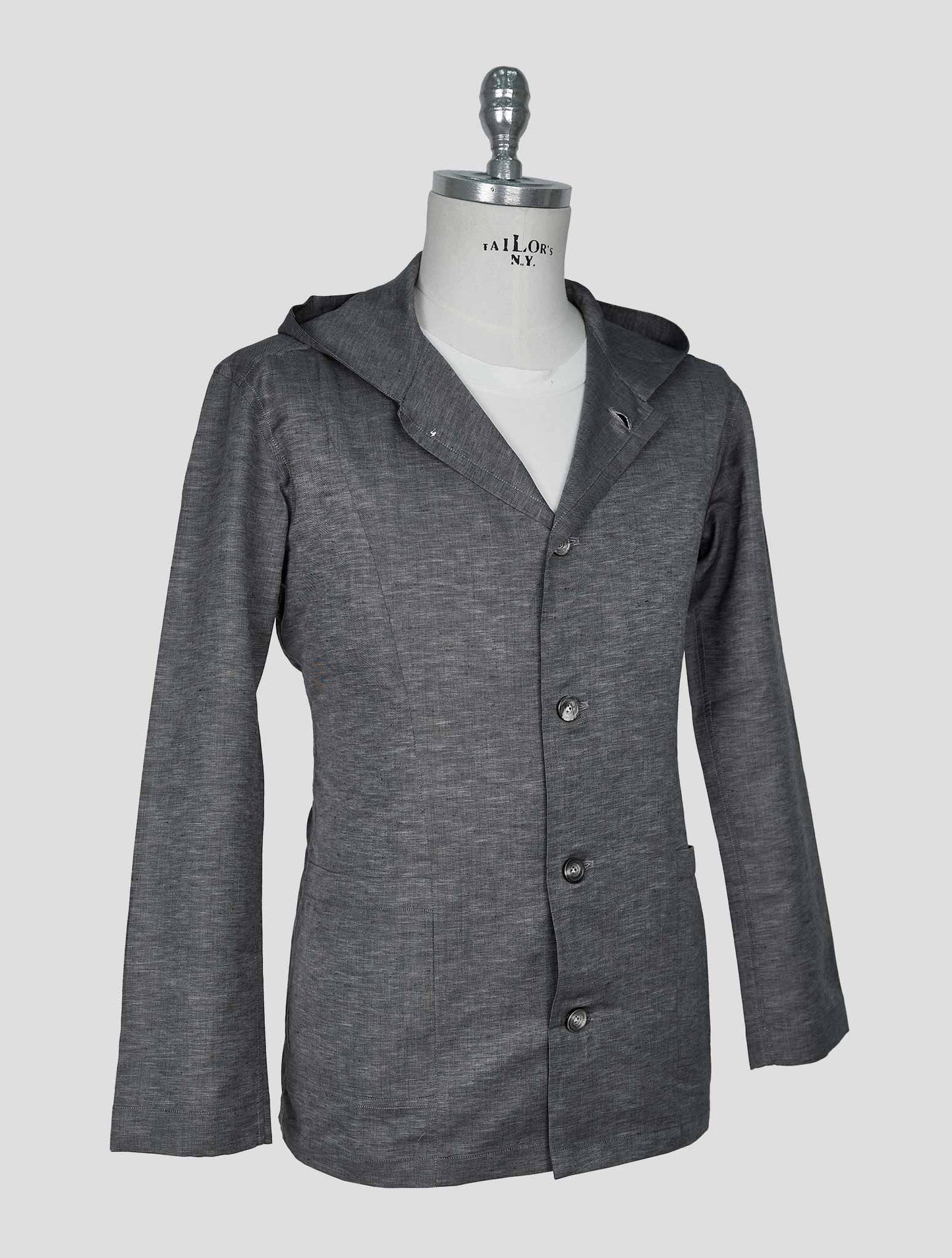 Kiton Gray Linen Cotton Shirt Luca