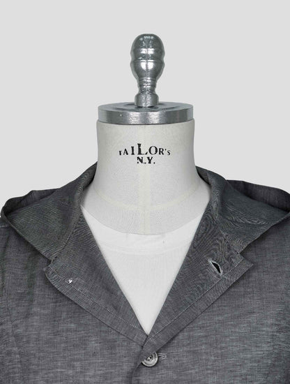 Kiton Gray Linen Cotton Shirt Luca