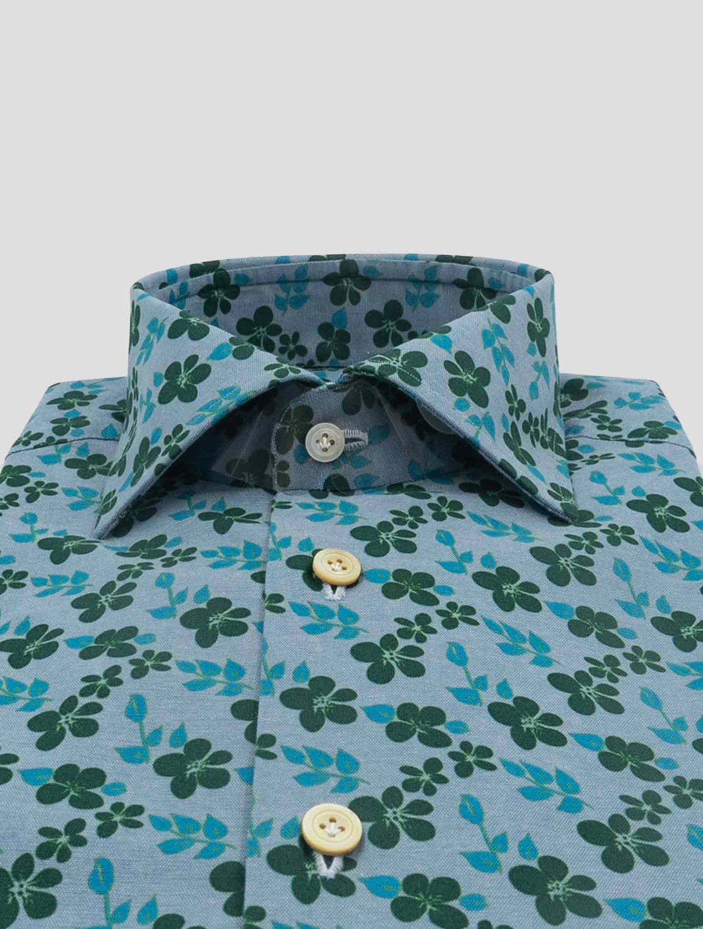 Kiton Light blue Green Cotton Shirt