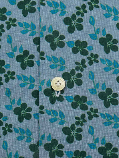 Kiton Light blue Green Cotton Shirt