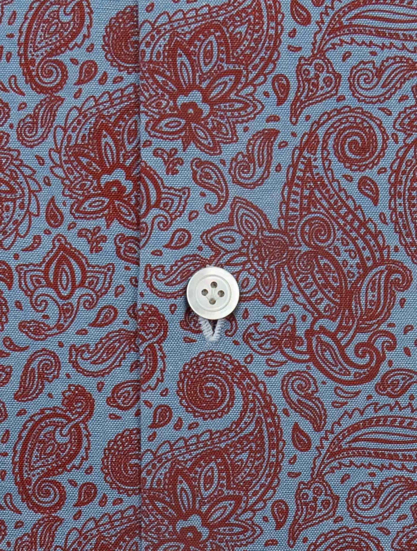 Kiton Light Blue Red Cotton Shirt