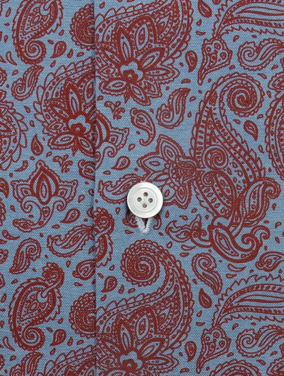Kiton Light Blue Red Cotton Shirt