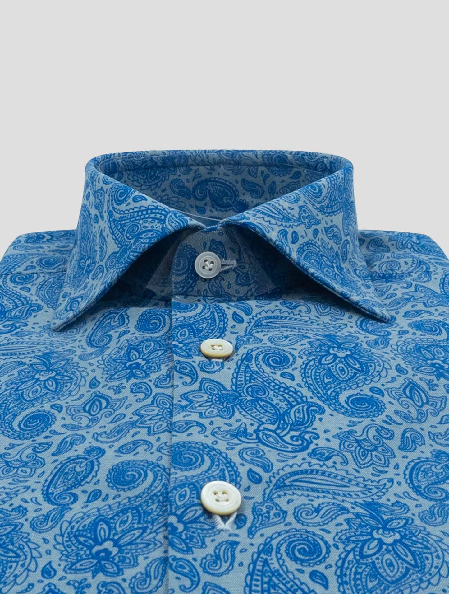 Kiton Blue Light Blue Cotton Shirt