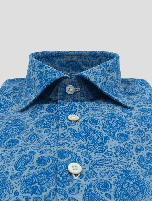 Kiton Blue Light Blue Cotton Shirt