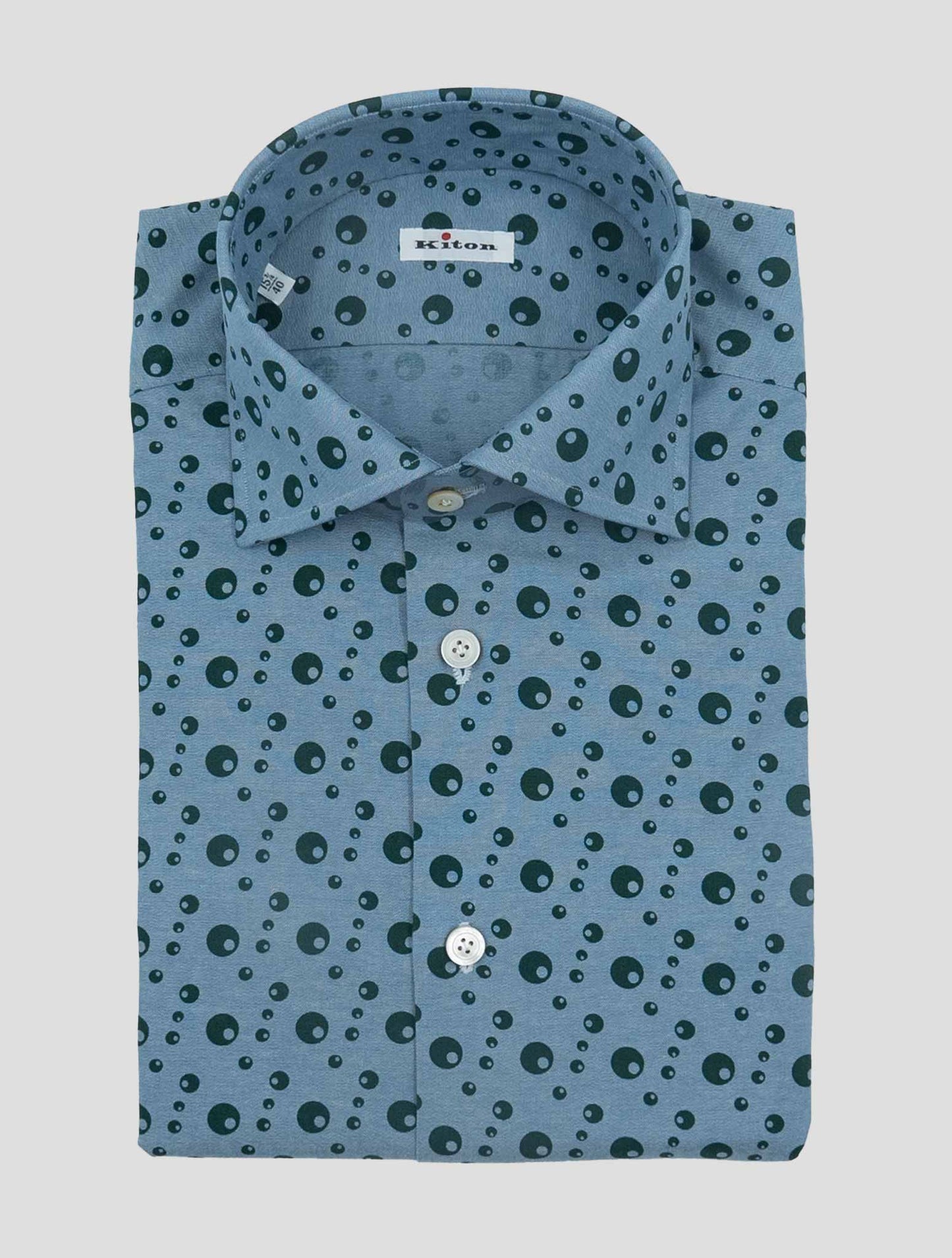 Kiton Light blue Green Cotton Shirt