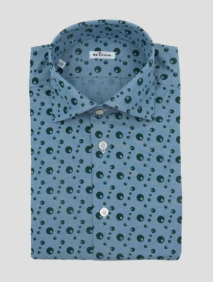 Kiton Light blue Green Cotton Shirt