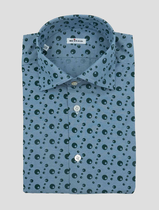 Kiton Light blue Green Cotton Shirt