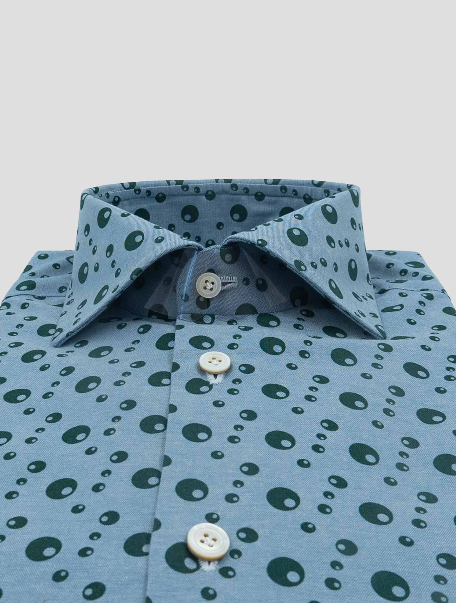 Kiton Light blue Green Cotton Shirt