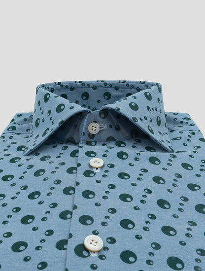 Kiton Light blue Green Cotton Shirt