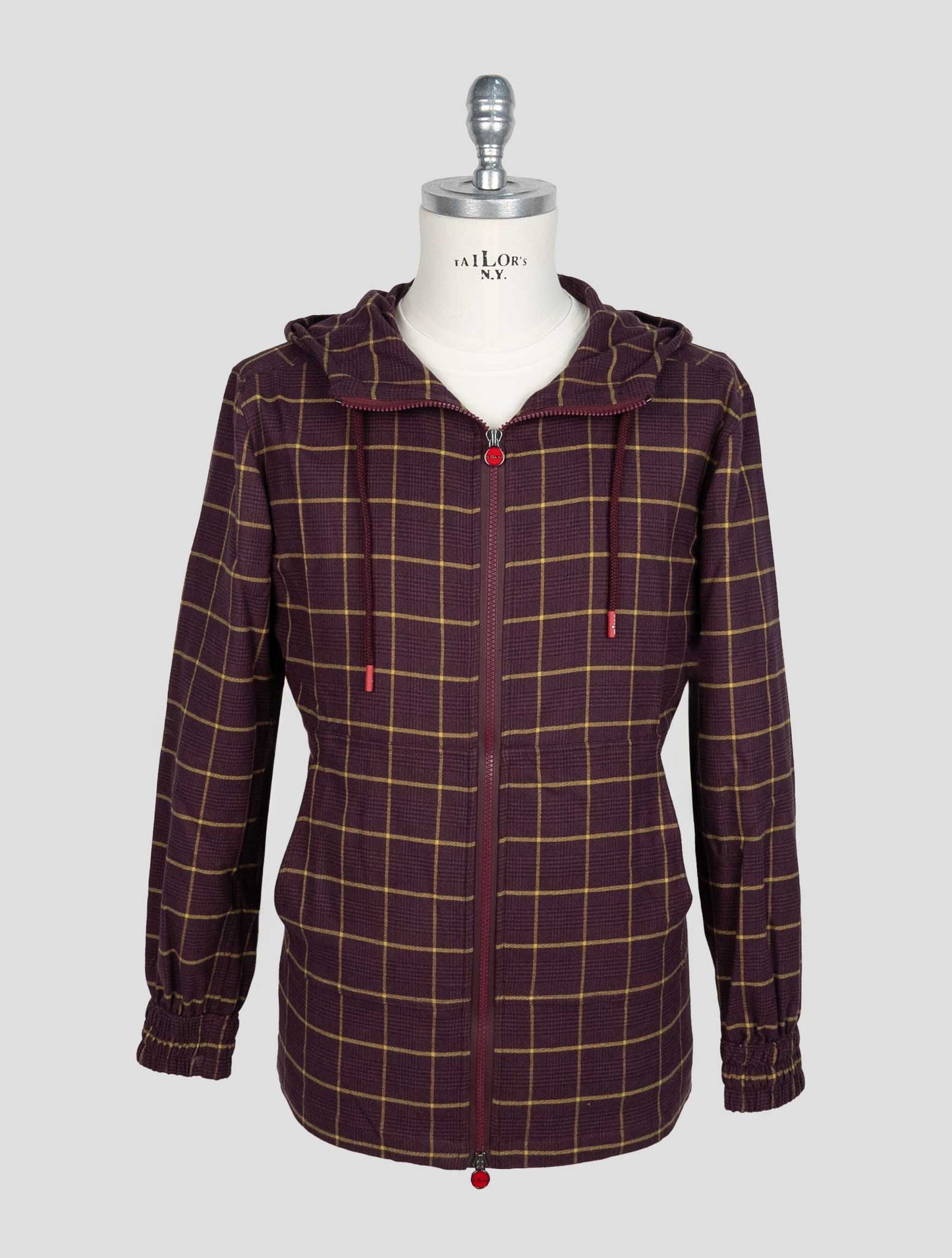 Kiton Burgundy Yellow Cotton Shirt Umbi