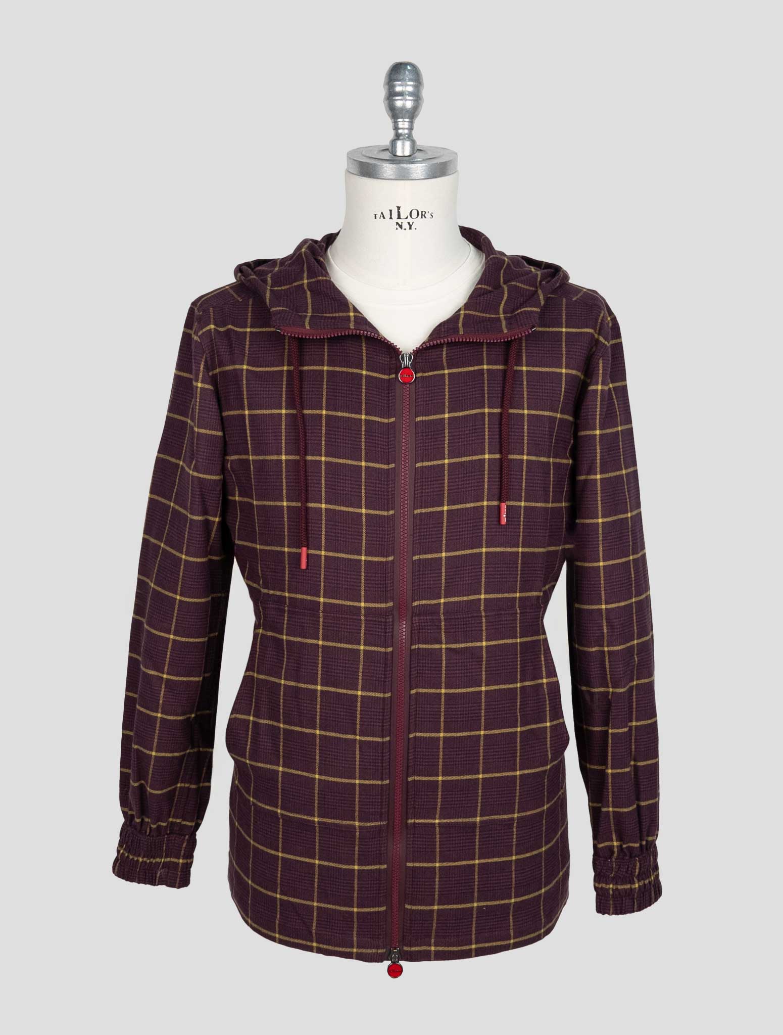 Kiton Burgundy Yellow Cotton Shirt Umbi