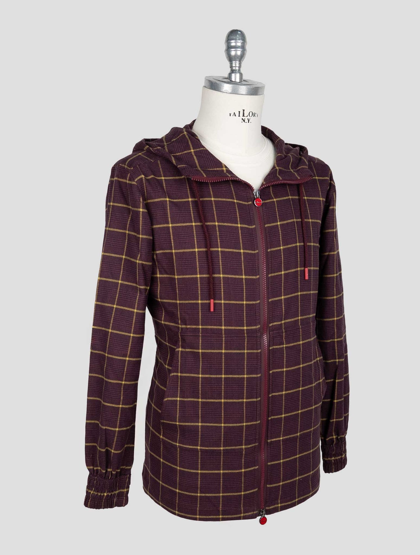 Kiton Burgundy Yellow Cotton Shirt Umbi