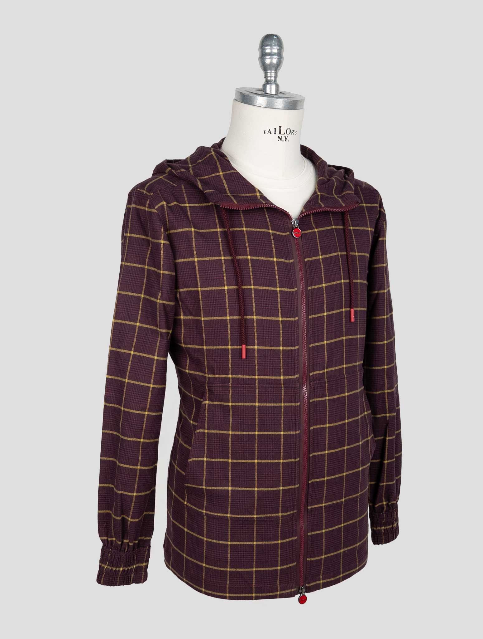 Kiton Burgundy Yellow Cotton Shirt Umbi