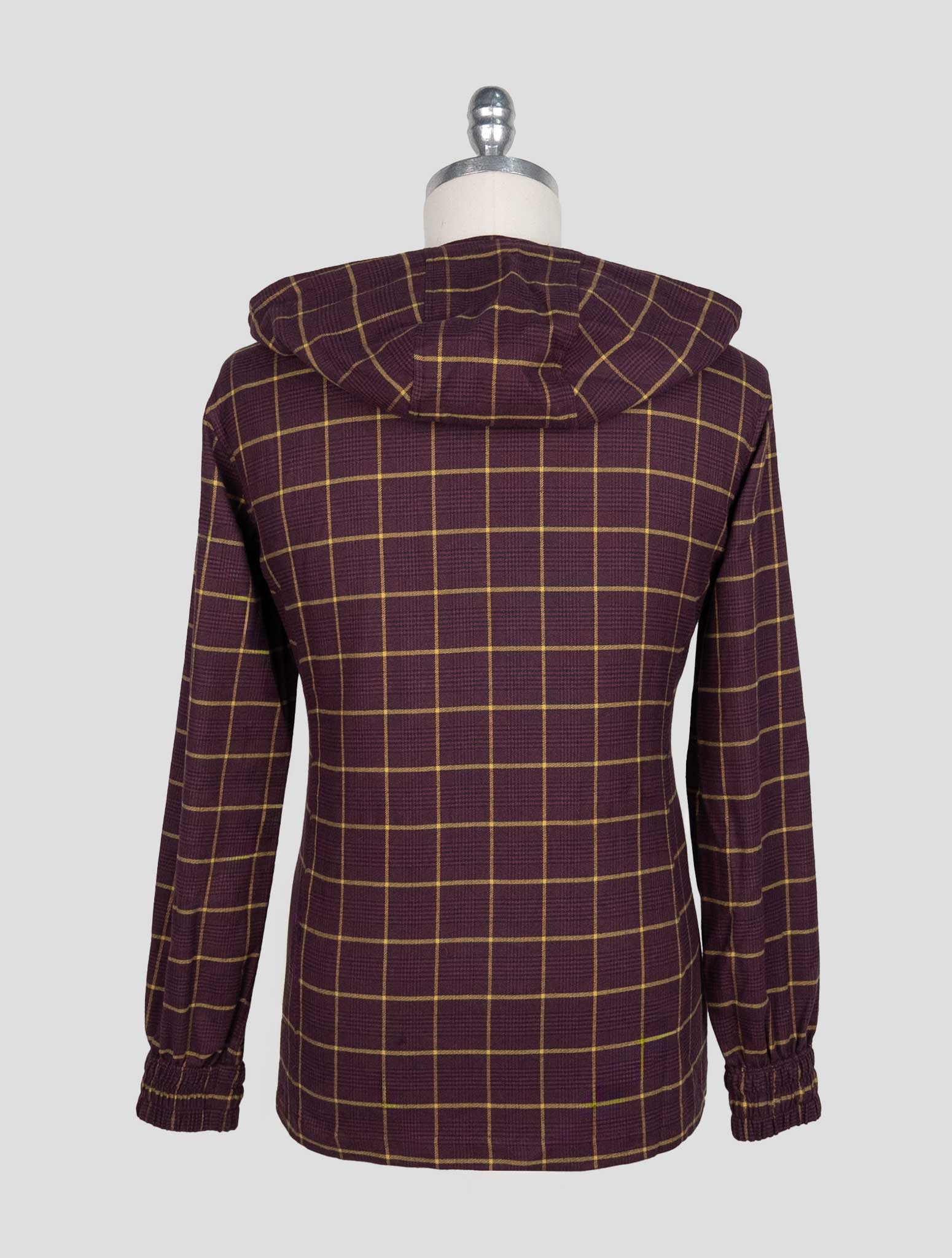 Kiton Burgundy Yellow Cotton Shirt Umbi