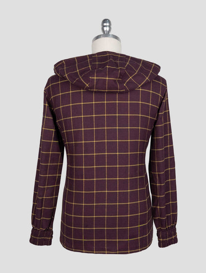 Kiton Burgundy Yellow Cotton Shirt Umbi