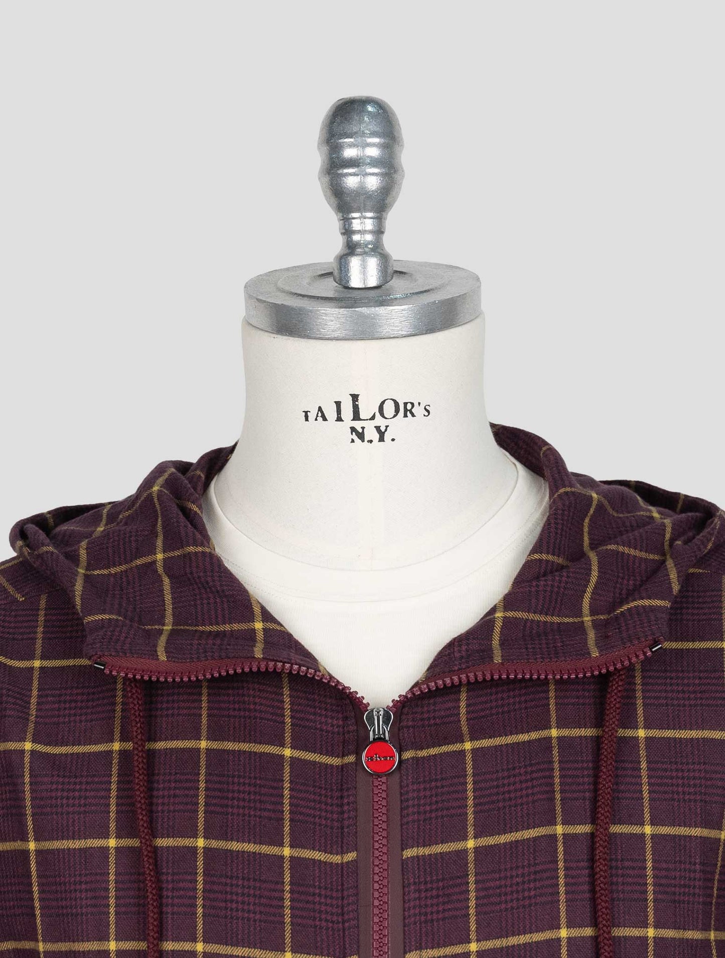 Kiton Burgundy Yellow Cotton Shirt Umbi