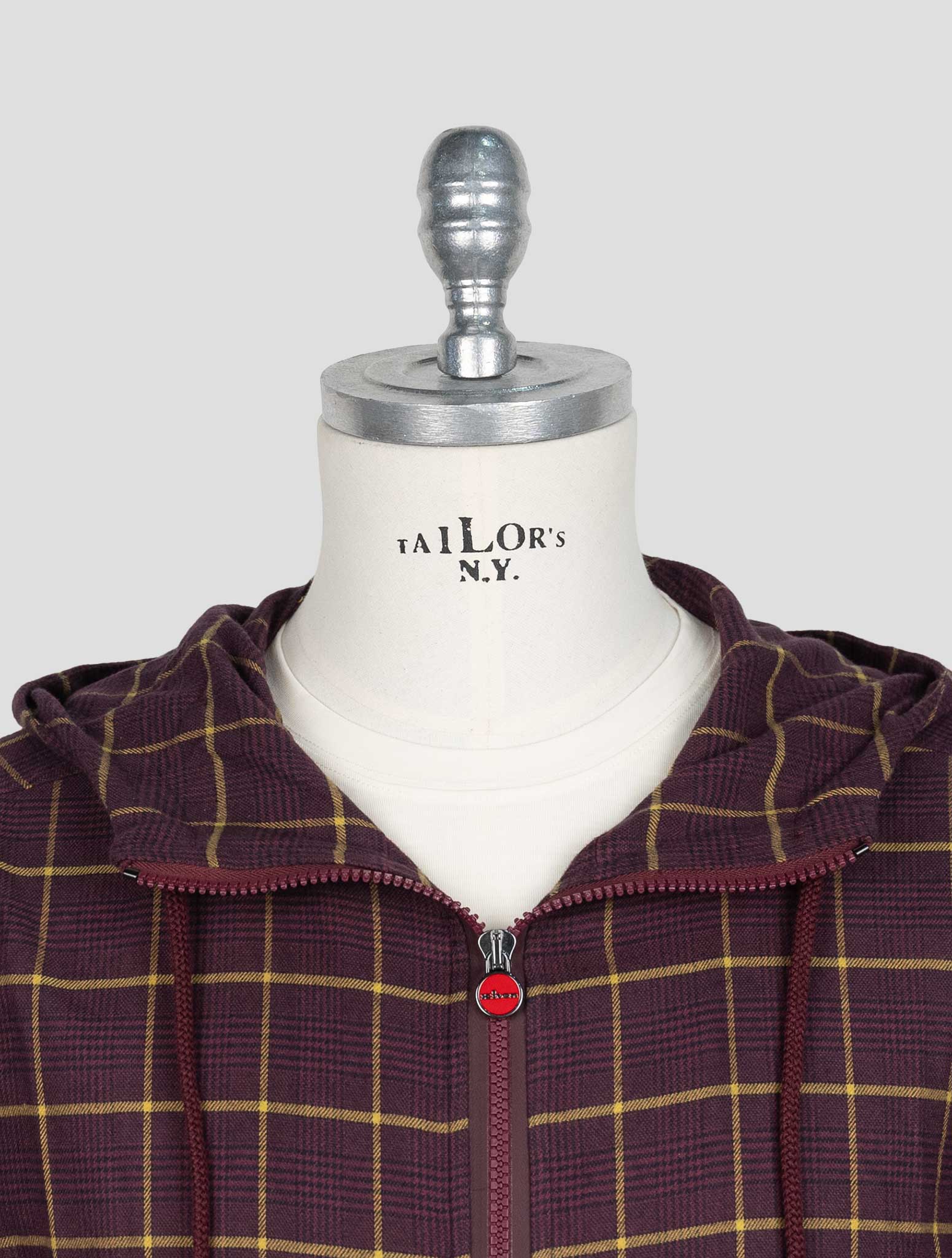 Kiton Burgundy Yellow Cotton Shirt Umbi