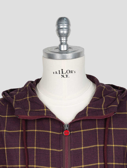 Kiton Burgundy Yellow Cotton Shirt Umbi