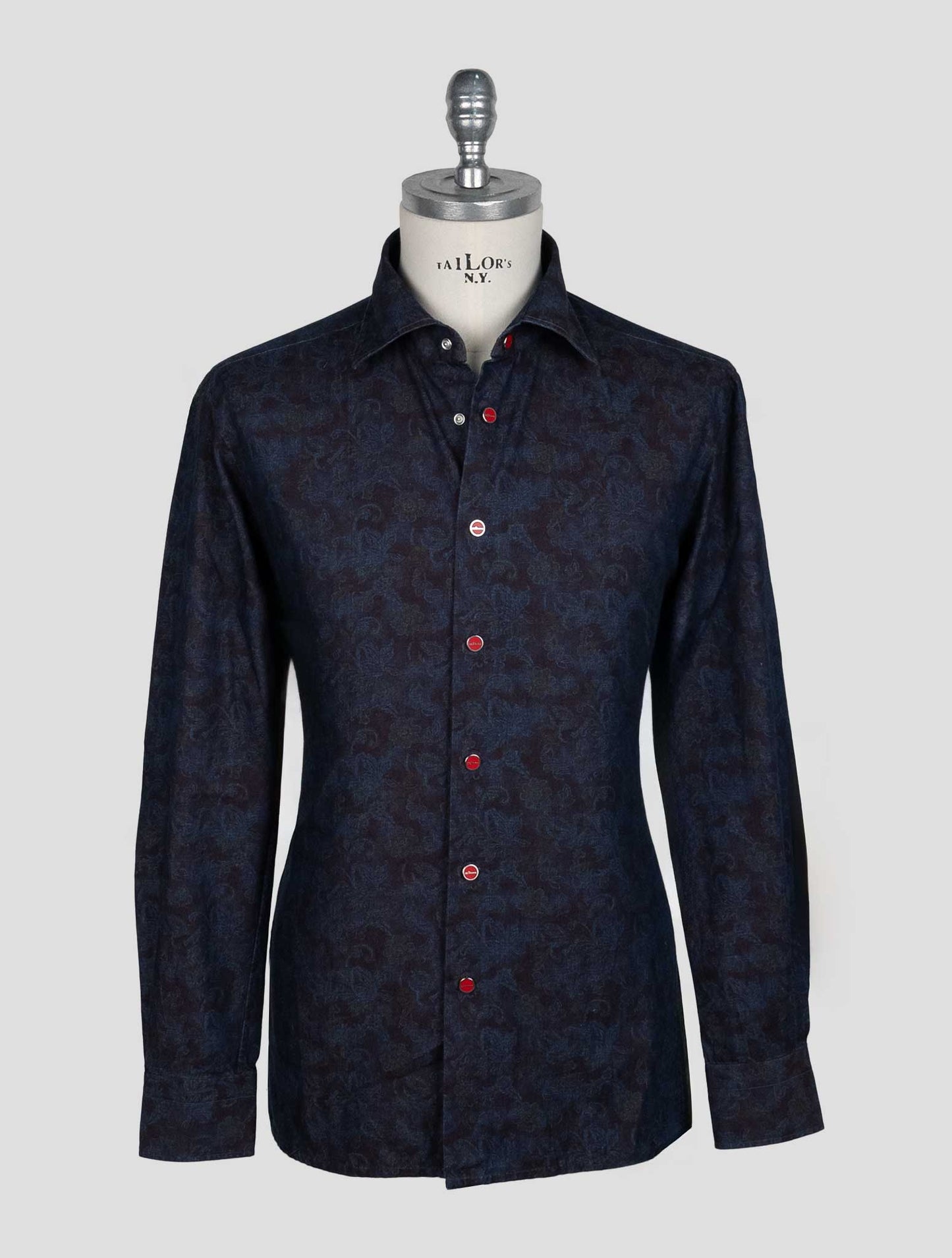 Kiton Blue Burgundy Cotton Shirt