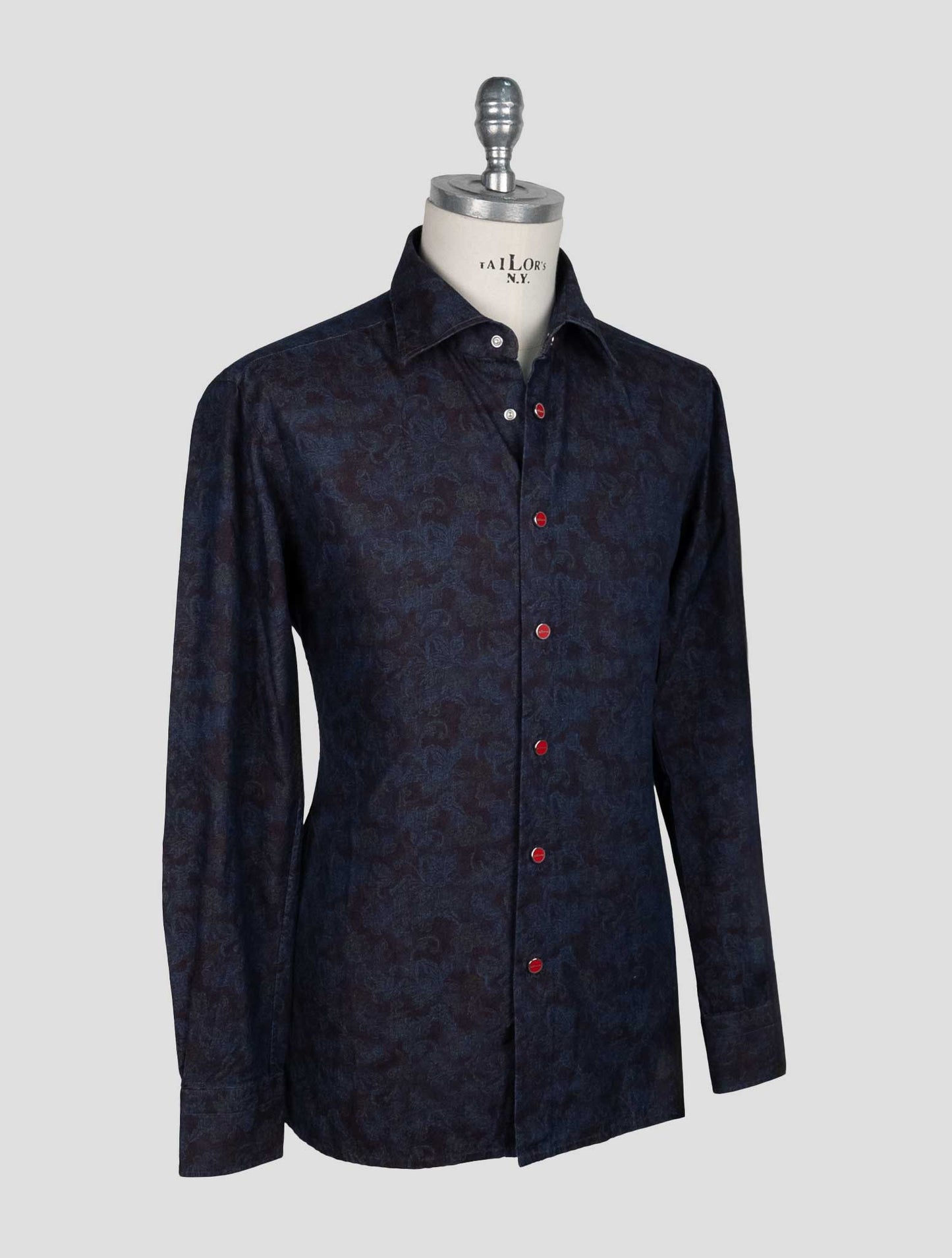 Kiton Blue Burgundy Cotton Shirt