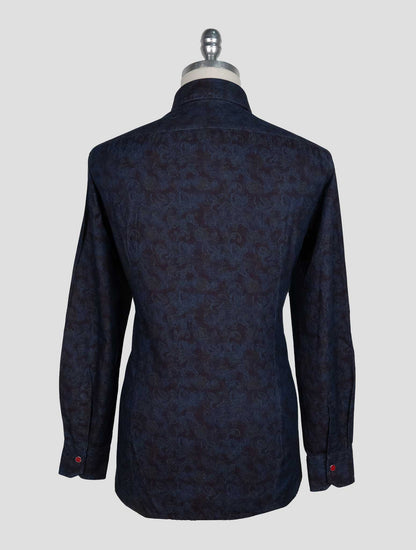 Kiton Blue Burgundy Cotton Shirt