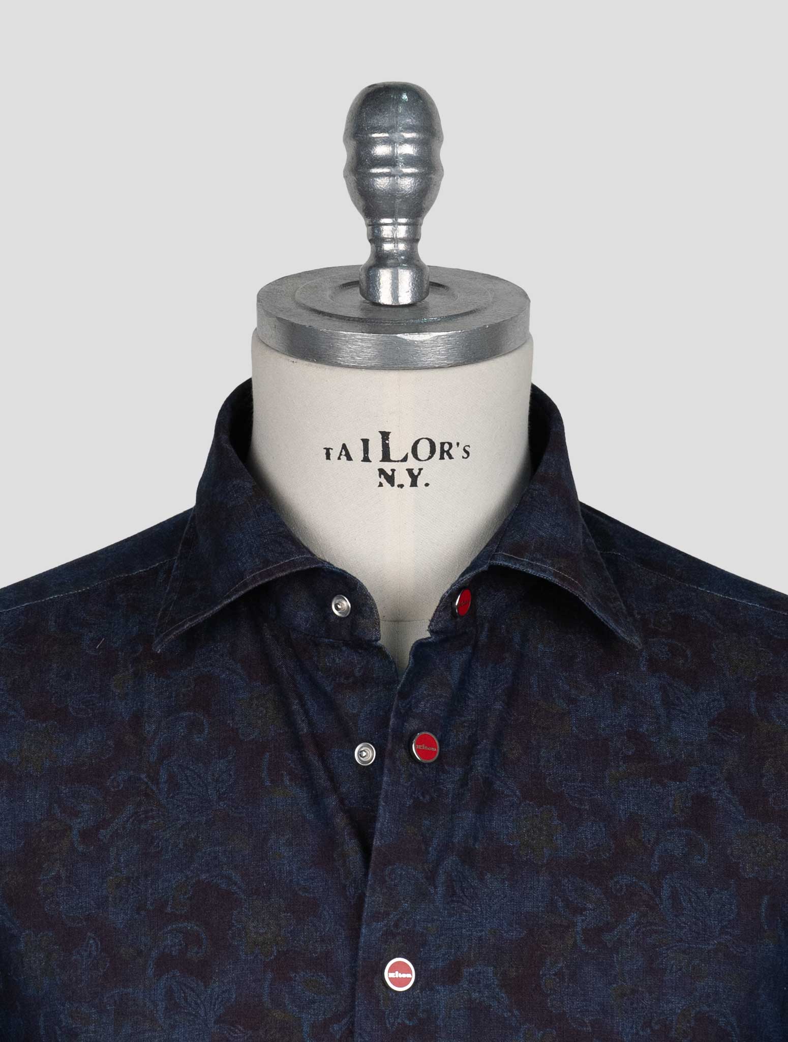 Kiton Blue Burgundy Cotton Shirt