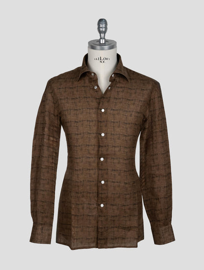 Kiton Brown Linen Shirt