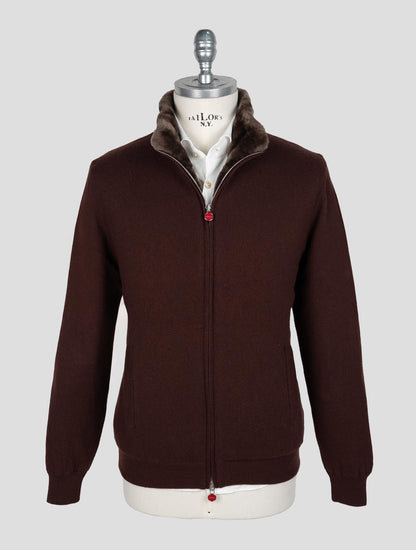 Kiton Burgundy Cashmere Sheepskin fur Coat