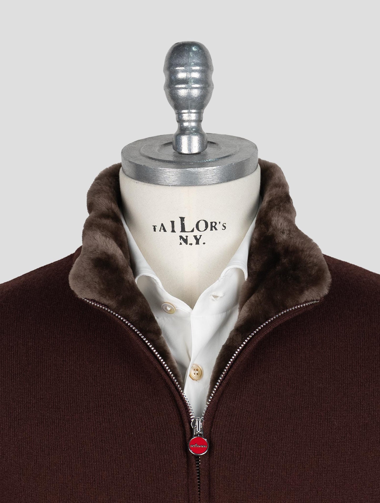 Kiton Burgundy Cashmere Sheepskin fur Coat