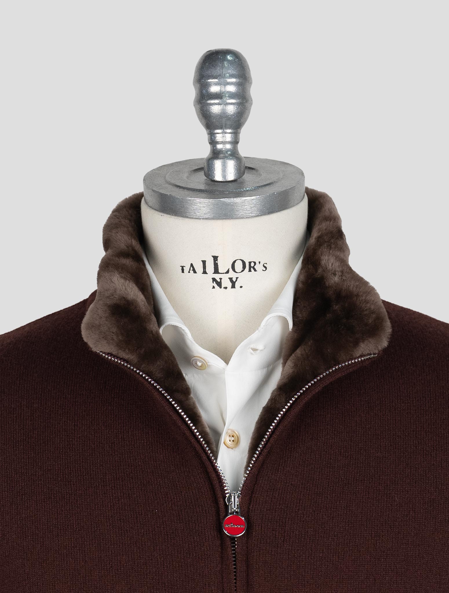 Kiton Burgundy Cashmere Sheepskin fur Coat