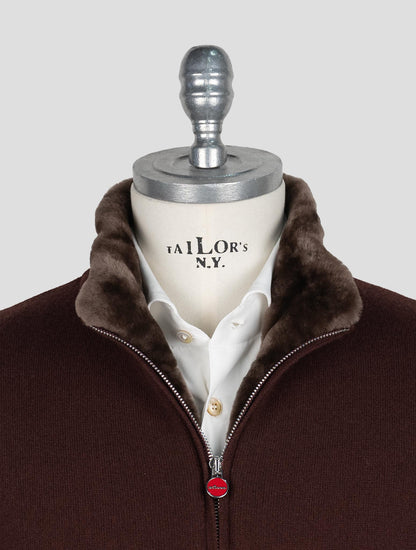 Kiton Burgundy Cashmere Sheepskin fur Coat