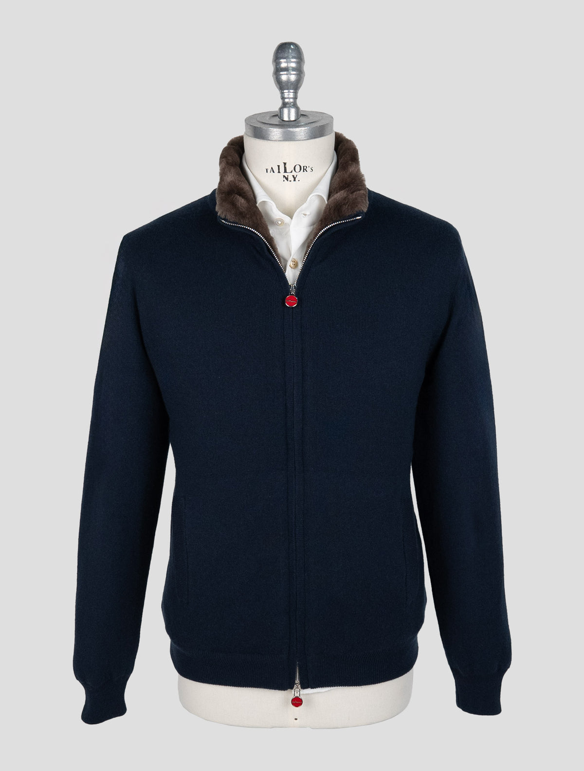 Kiton Blue Cashmere Sheepskin fur Coat