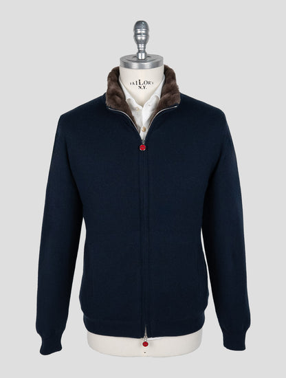 Kiton Blue Cashmere Sheepskin fur Coat