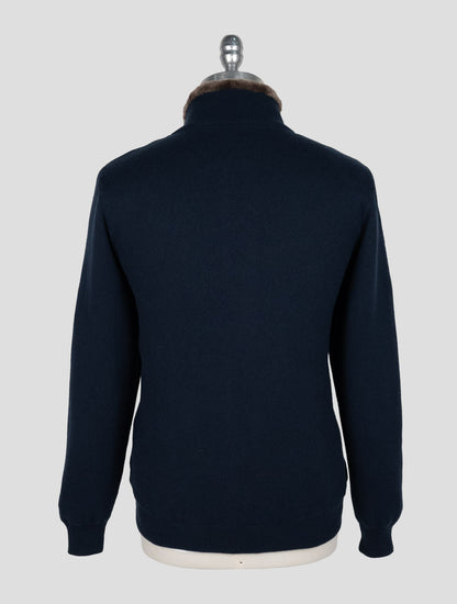 Kiton Blue Cashmere Sheepskin fur Coat