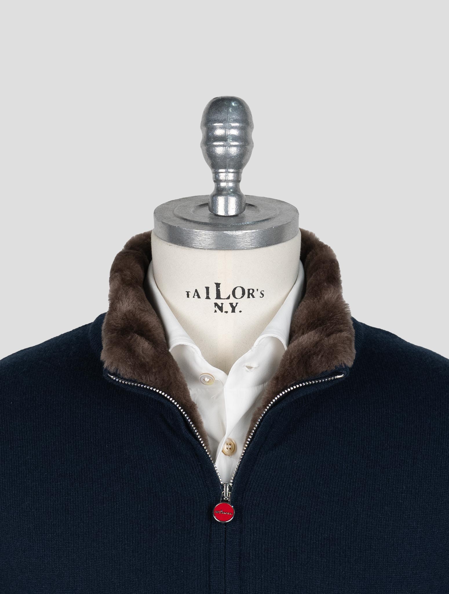 Kiton Blue Cashmere Sheepskin fur Coat