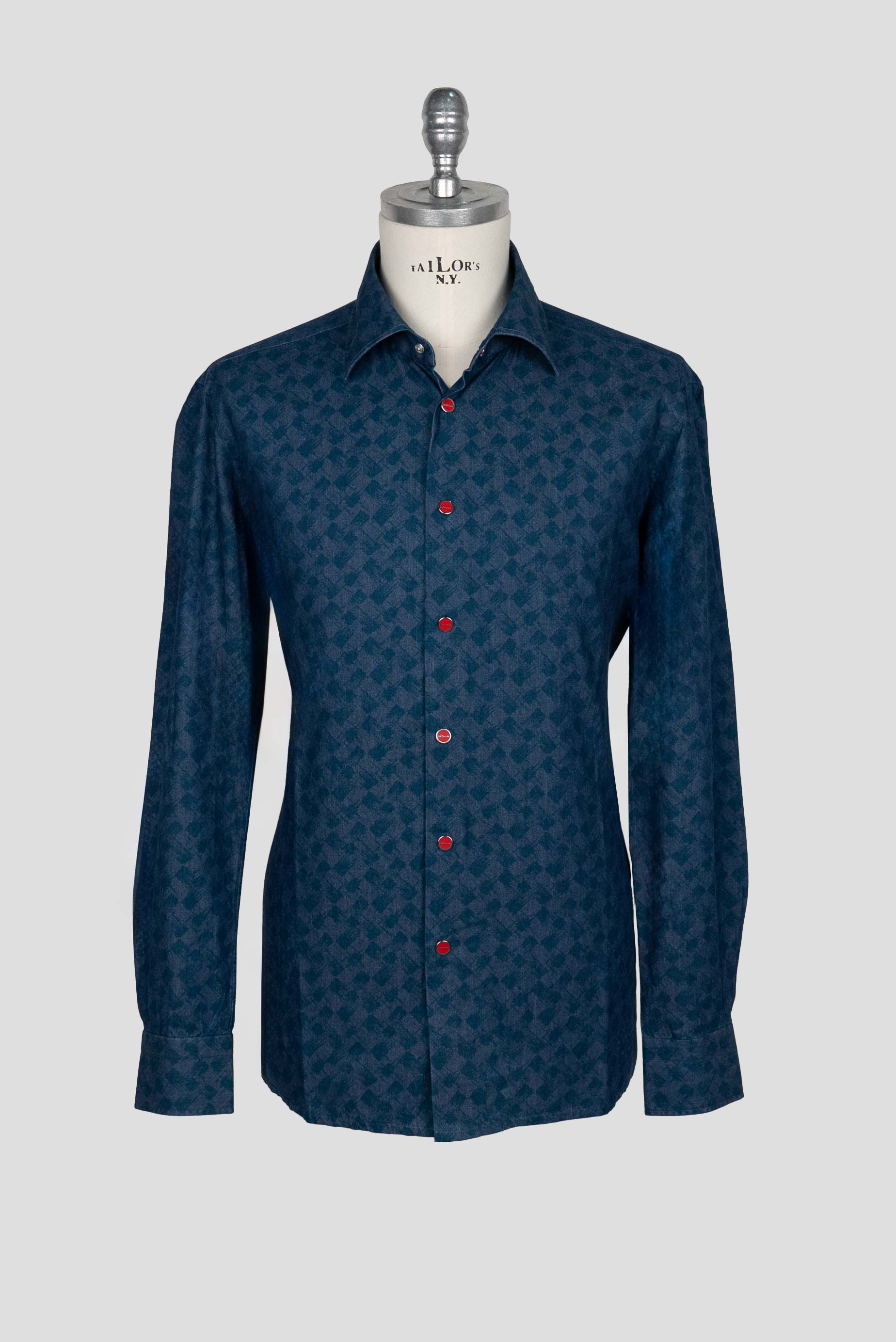 Kiton Blue Green Cotton Shirt