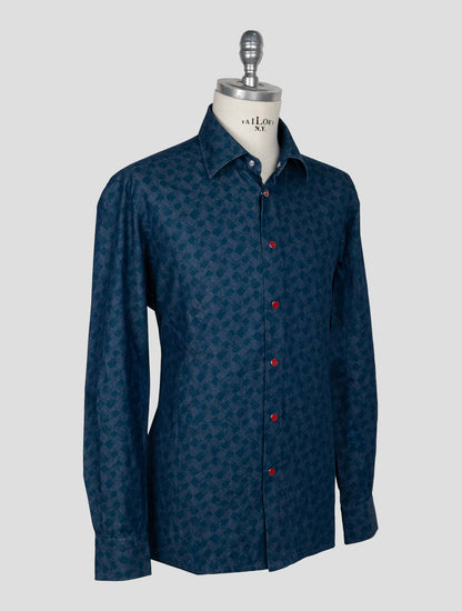 Kiton Blue Green Cotton Shirt
