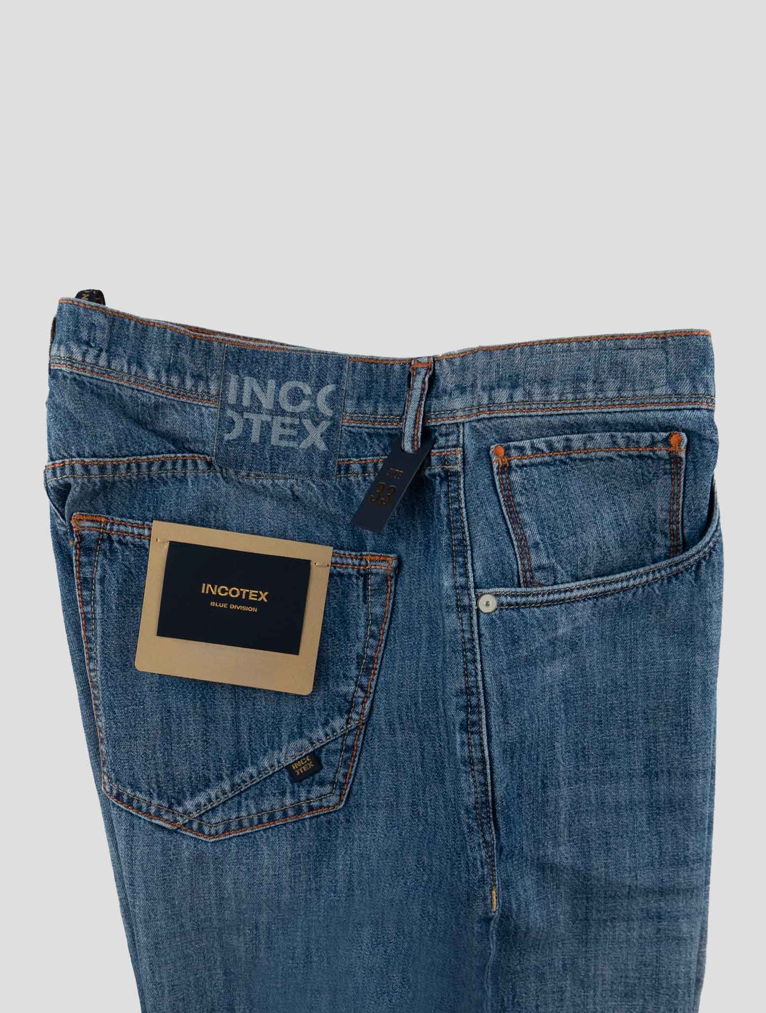 Incotex Blue Cotton Linen Jeans