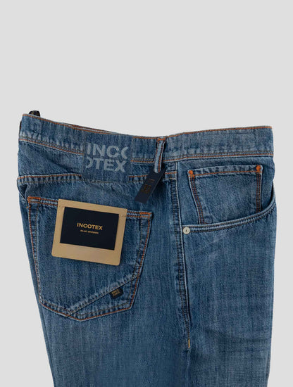 Incotex Blue Cotton Linen Jeans