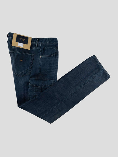Incotex Blue Cotton Linen Cargo Jeans