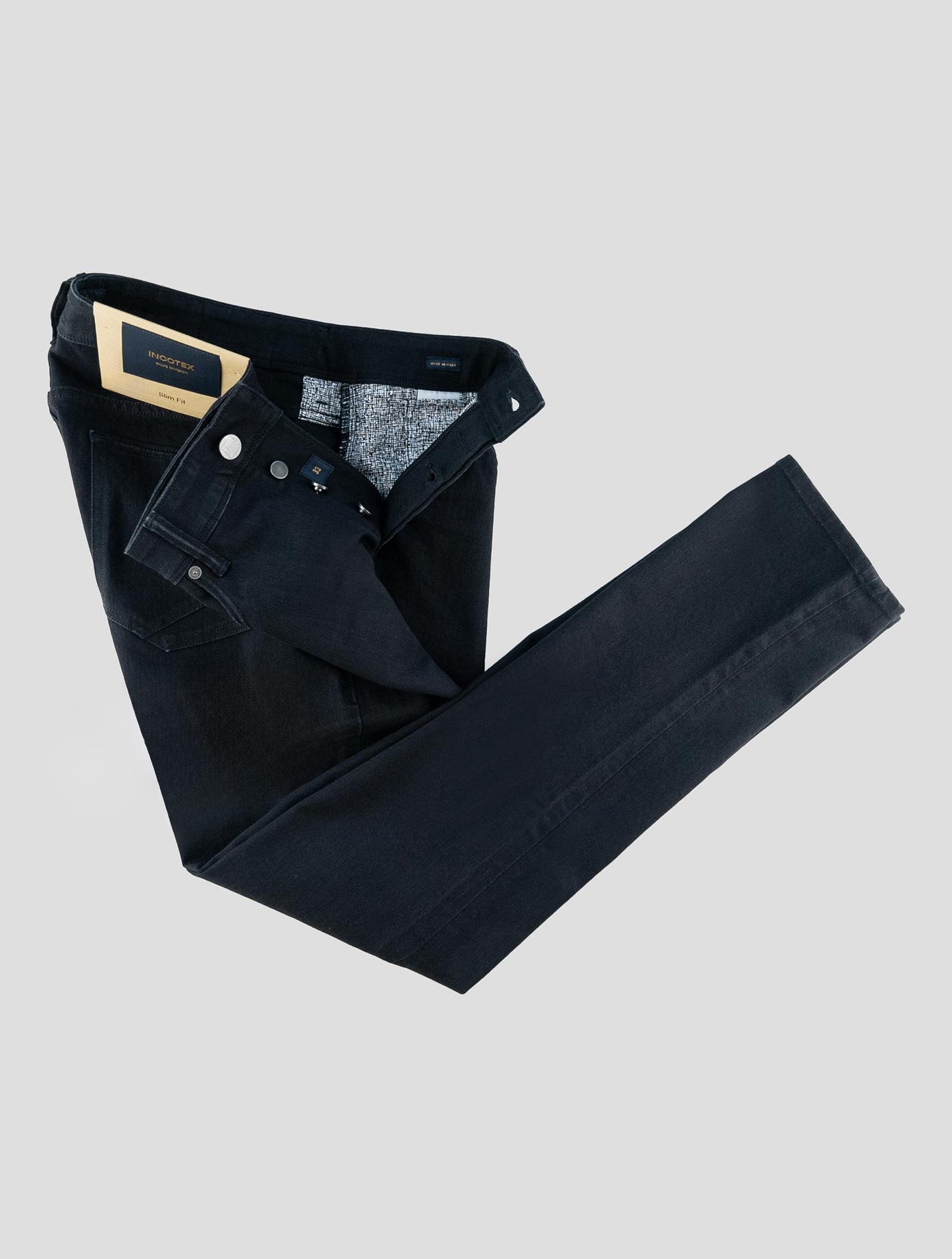 Incotex Black Cotton Pl Ea Jeans