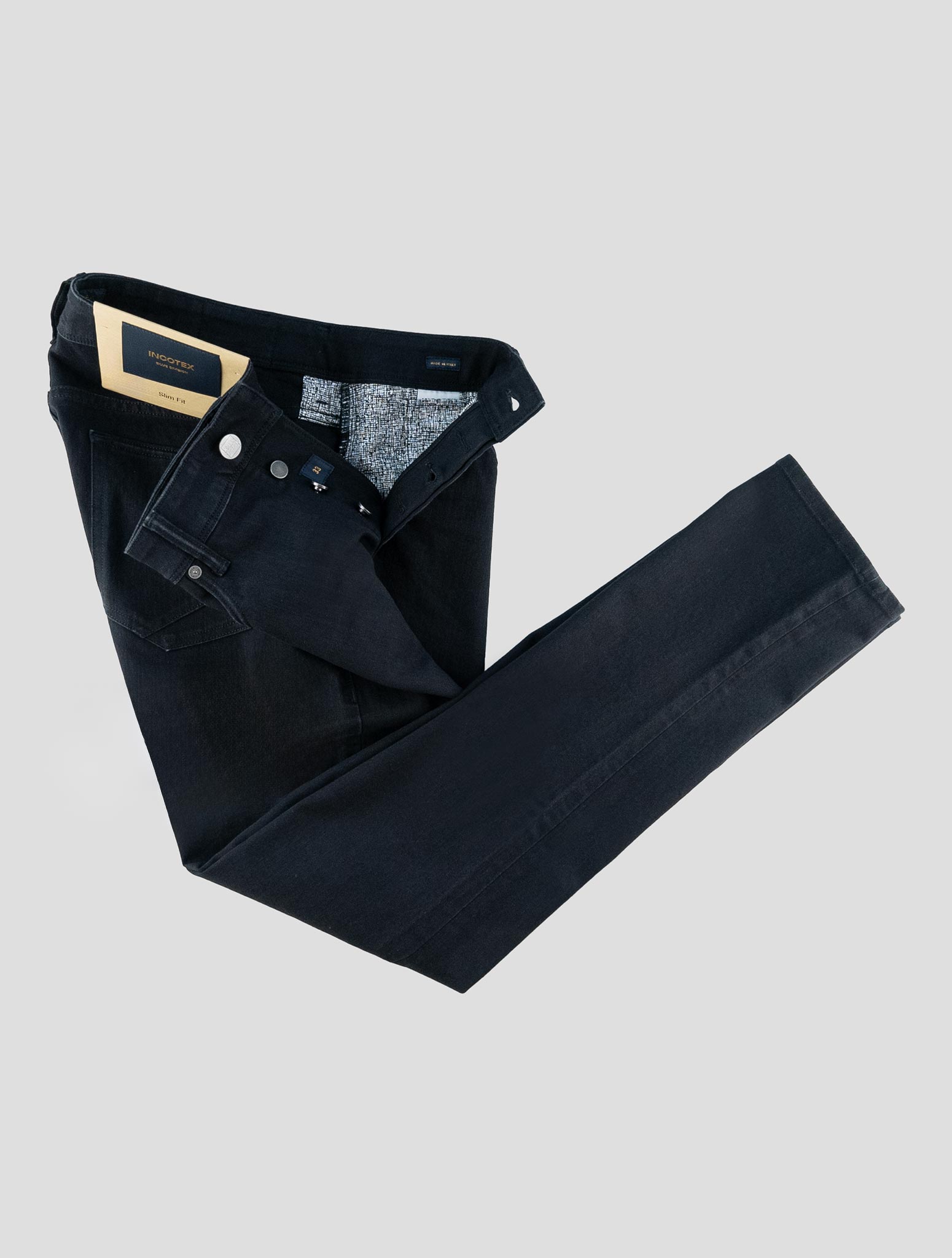 Incotex Black Cotton Pl Ea Jeans
