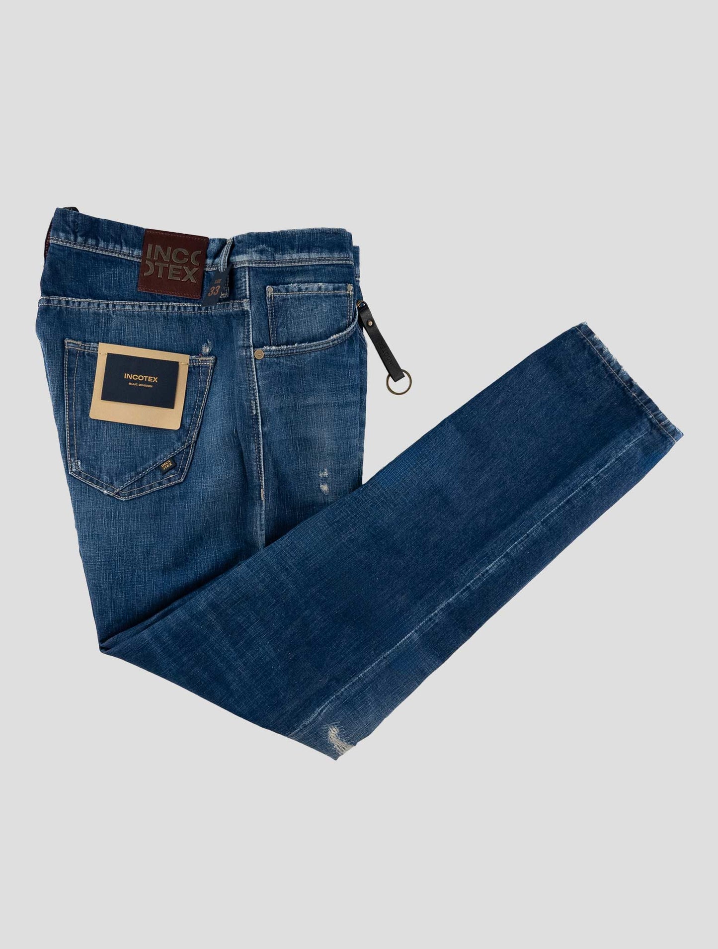 Incotex Blue Cotton Linen Jeans