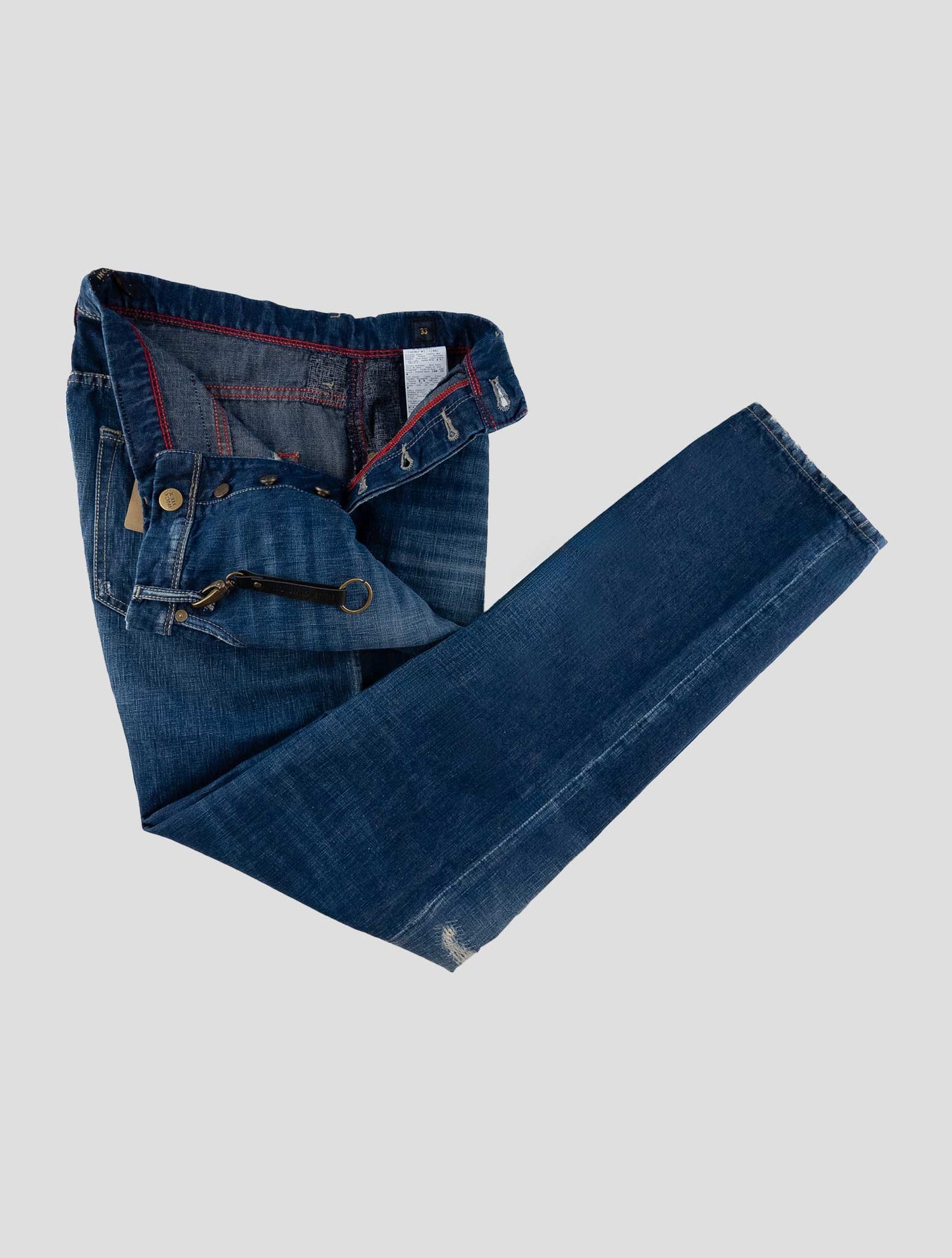 Incotex Blue Cotton Linen Jeans