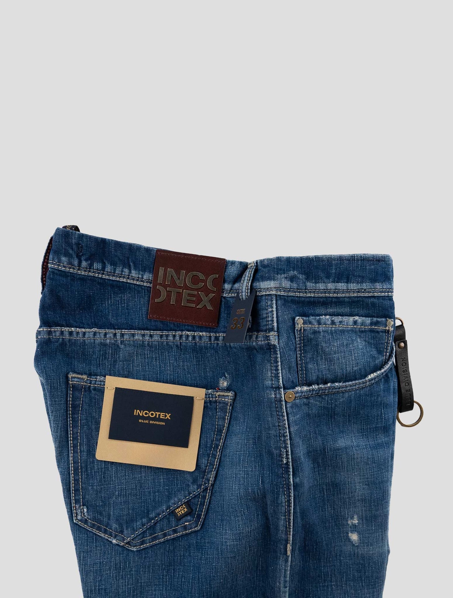 Incotex Blue Cotton Linen Jeans