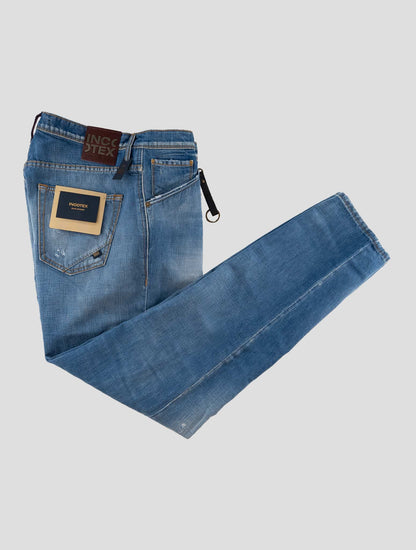 Incotex Blue Cotton Linen Jeans